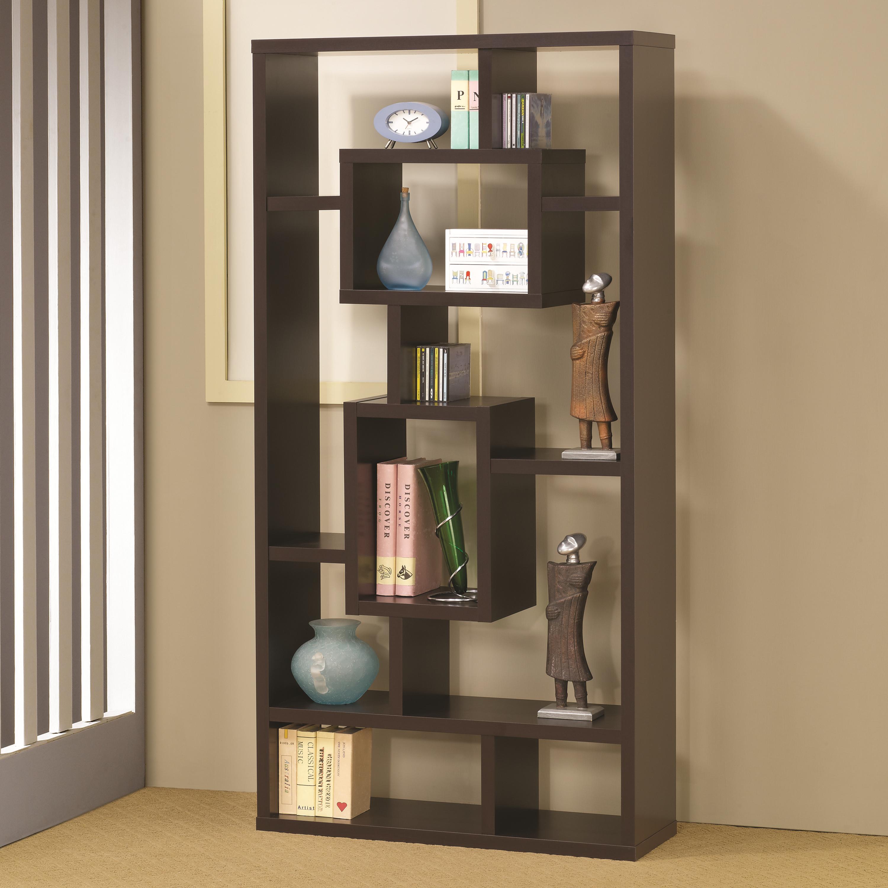 Coaster Bookcases 800259 Cappuccino Bookshelf with Rectangular Shelves